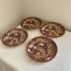 Vintage Dragonware Moriage Plate Set Of 4